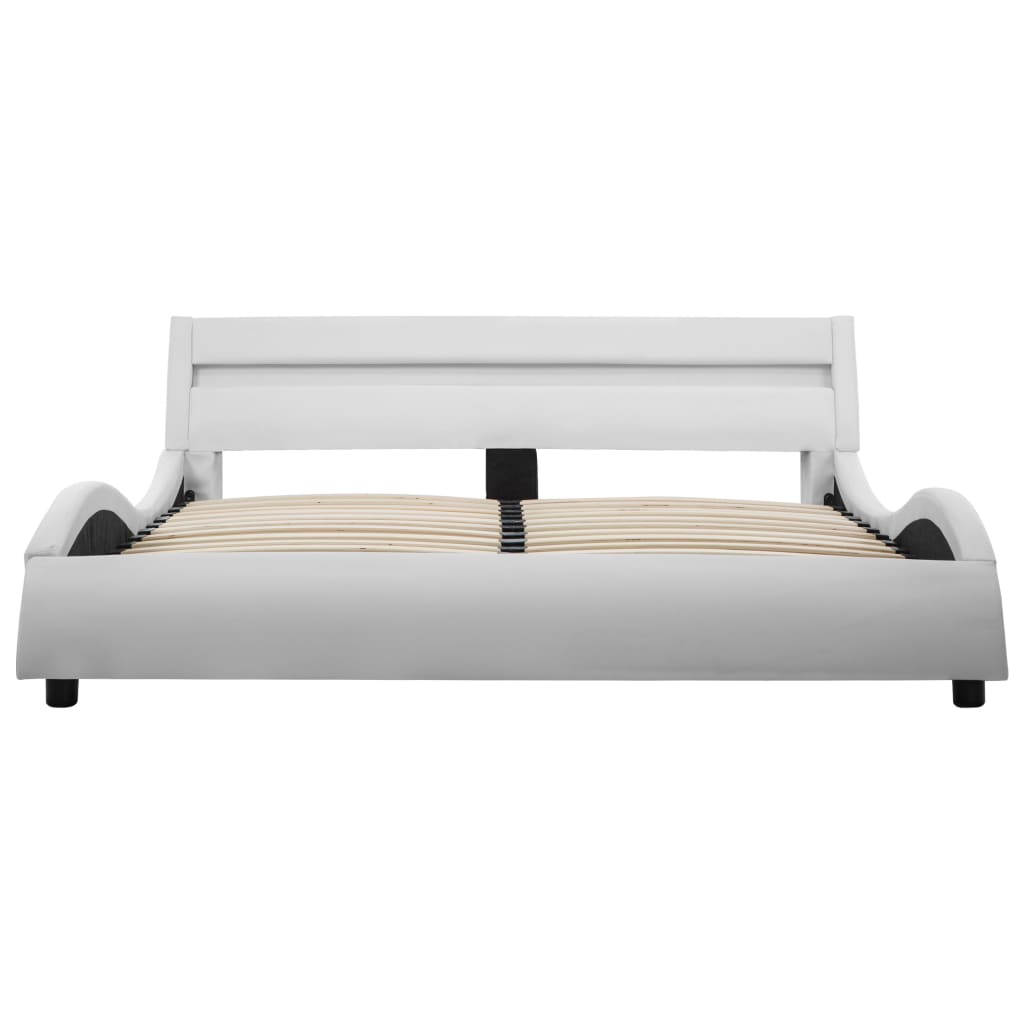 Bedframe met LED kunstleer wit 90x200 cm