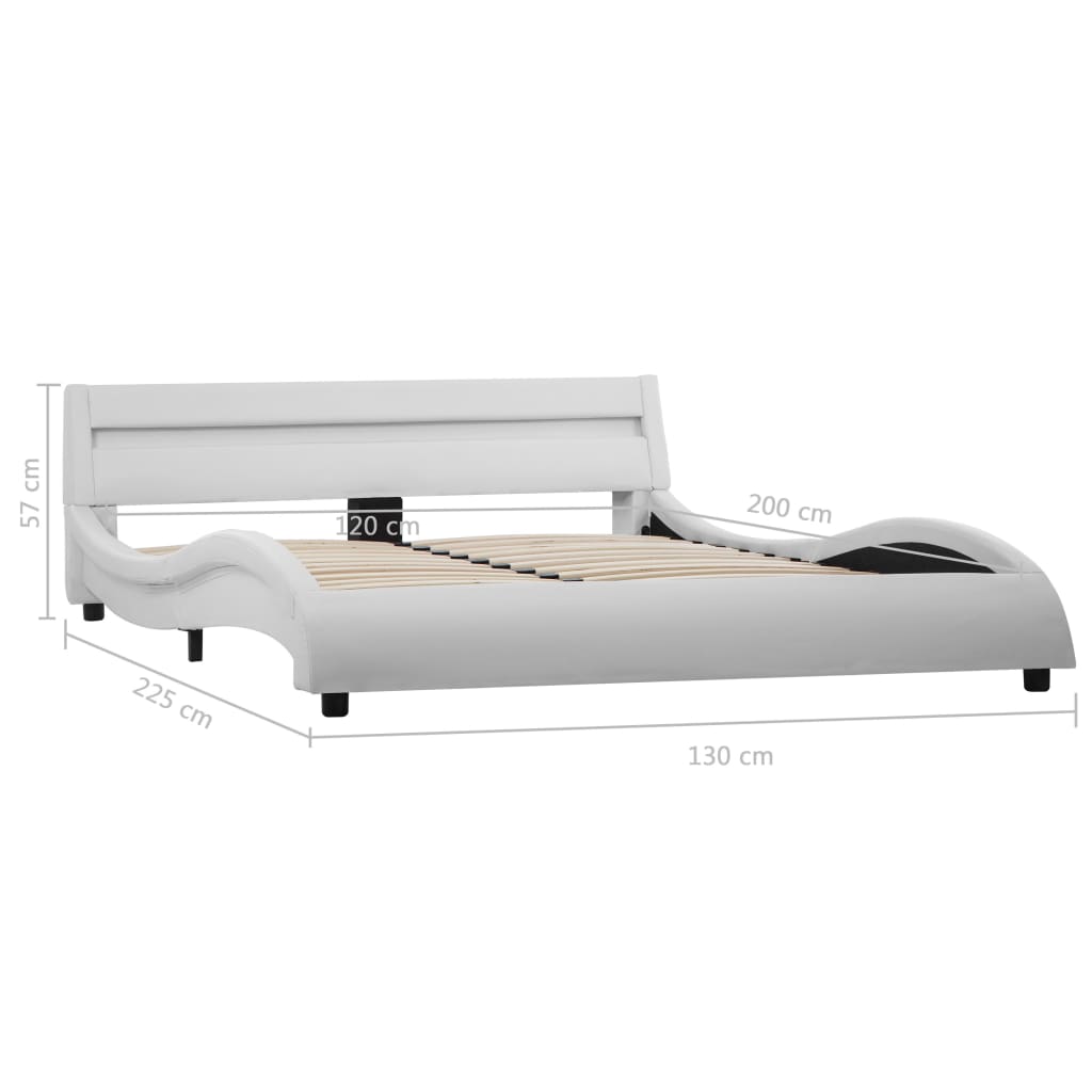 Bedframe met LED kunstleer wit 90x200 cm