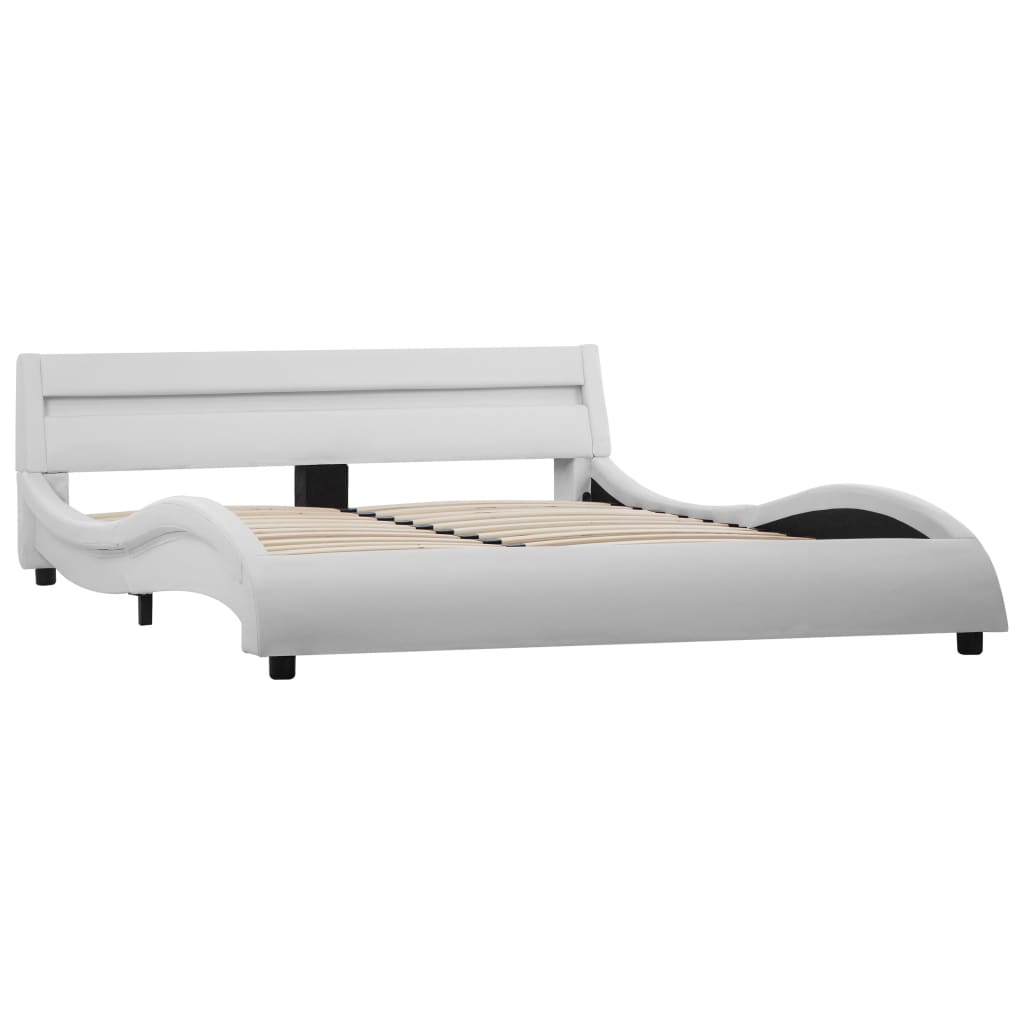 Bedframe met LED kunstleer wit 90x200 cm