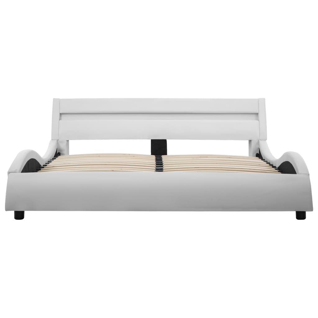 Bedframe met LED kunstleer wit 90x200 cm