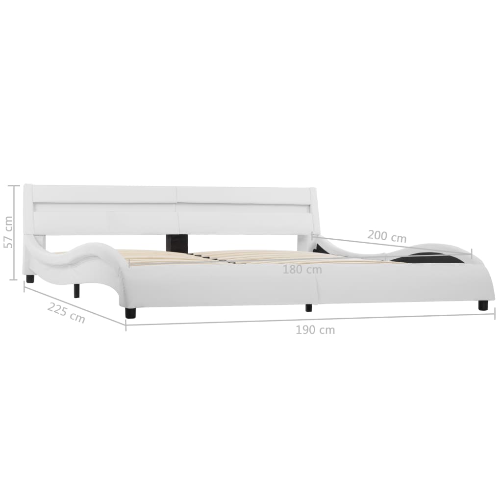 Bedframe met LED kunstleer wit 90x200 cm