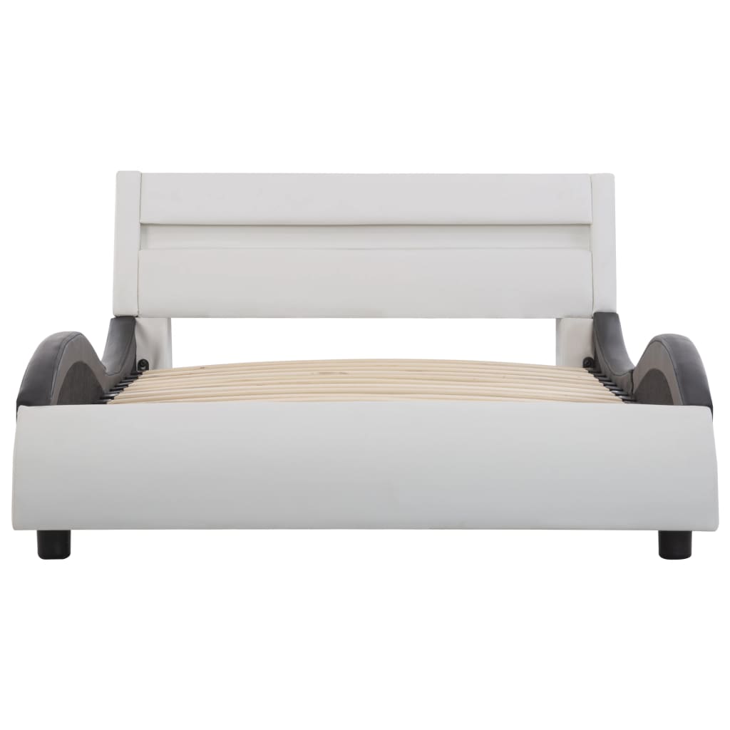 Bedframe met LED kunstleer wit 90x200 cm