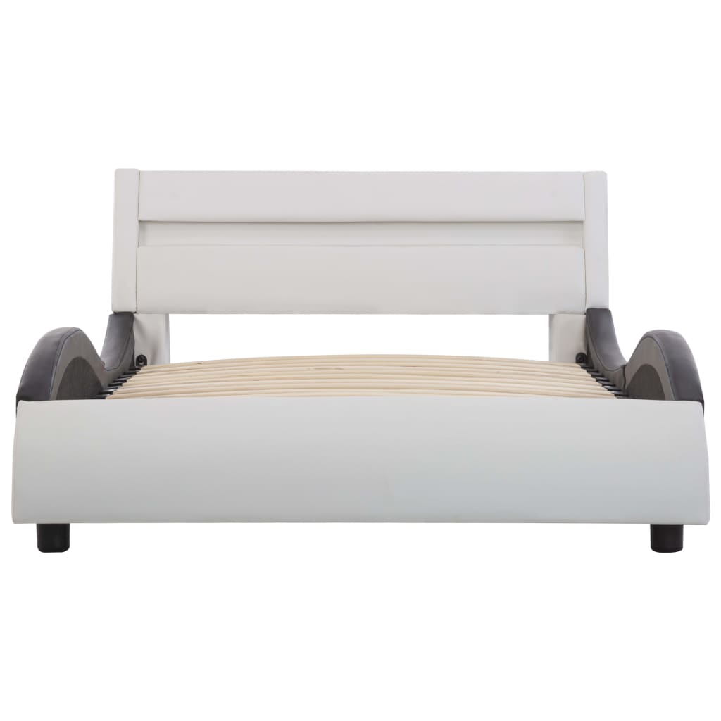 Bedframe met LED kunstleer wit 90x200 cm