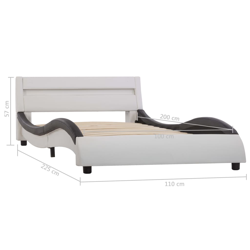 Bedframe met LED kunstleer wit 90x200 cm