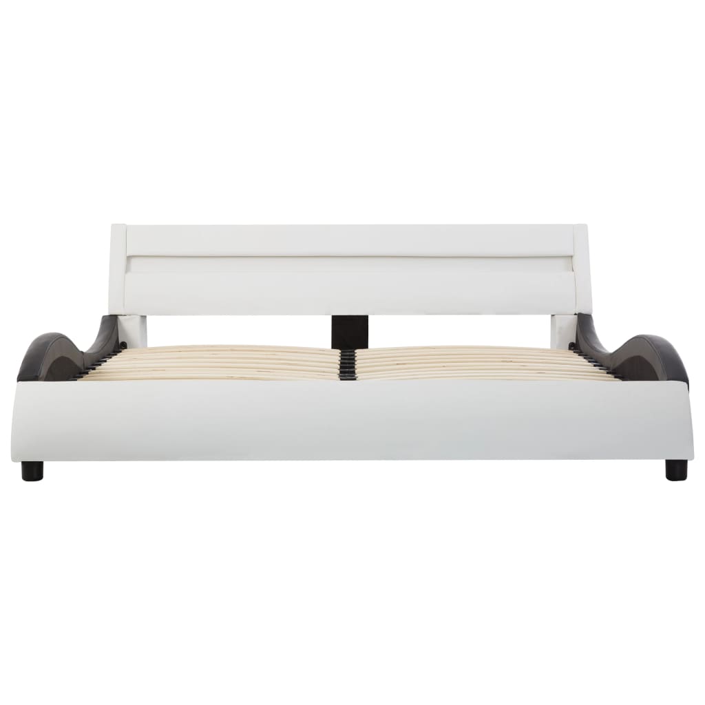 Bedframe met LED kunstleer wit 90x200 cm