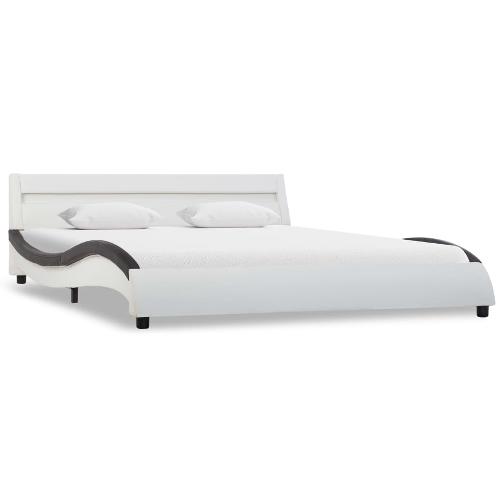 Bedframe met LED kunstleer wit 90x200 cm