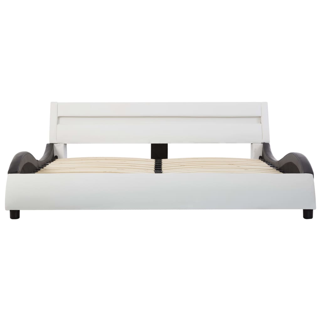 Bedframe met LED kunstleer wit 90x200 cm