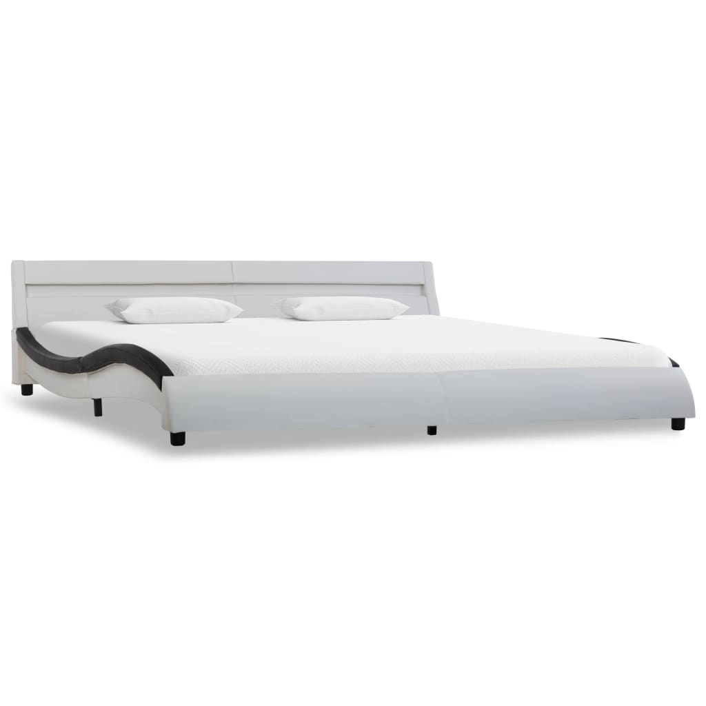 Bedframe met LED kunstleer wit 90x200 cm