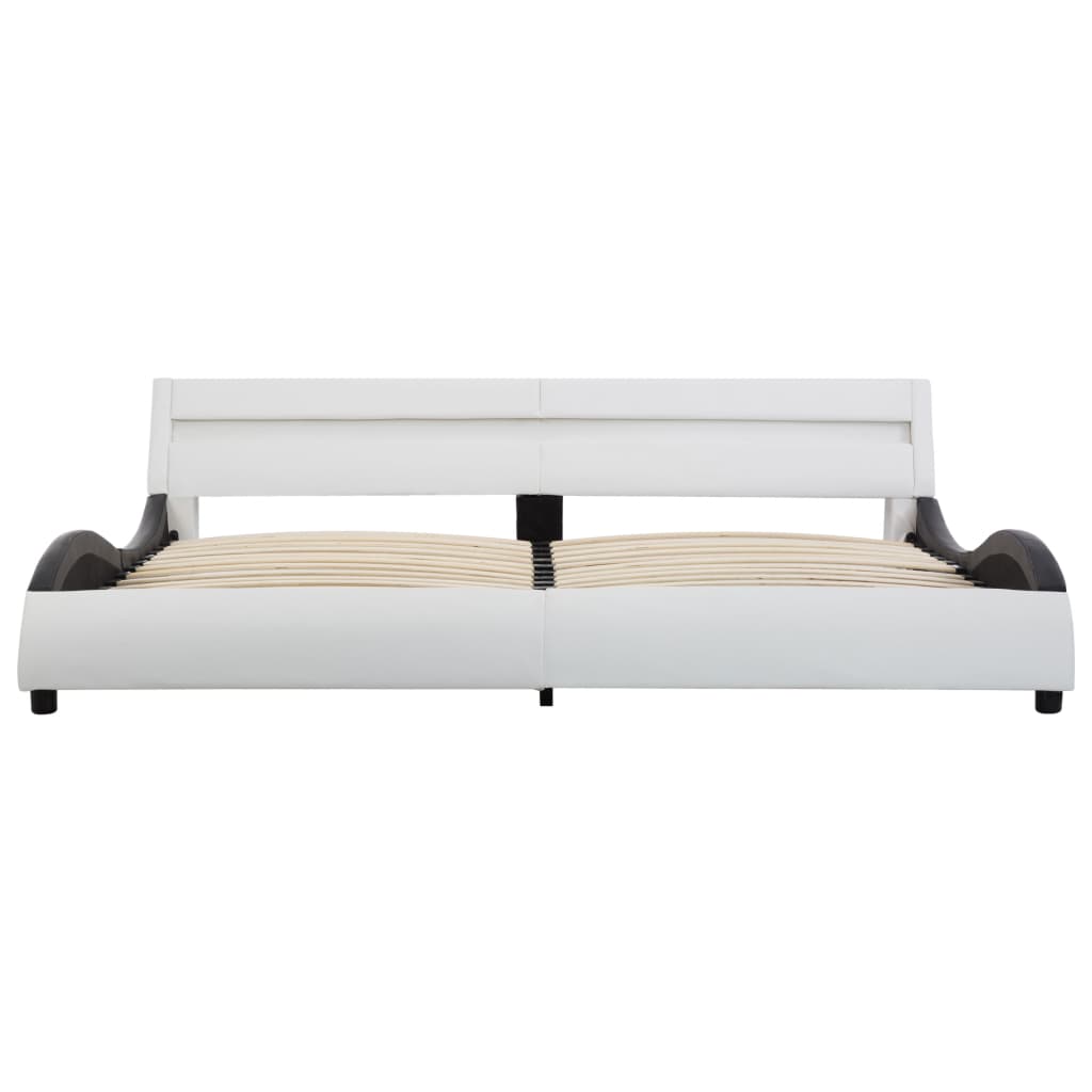 Bedframe met LED kunstleer wit 90x200 cm