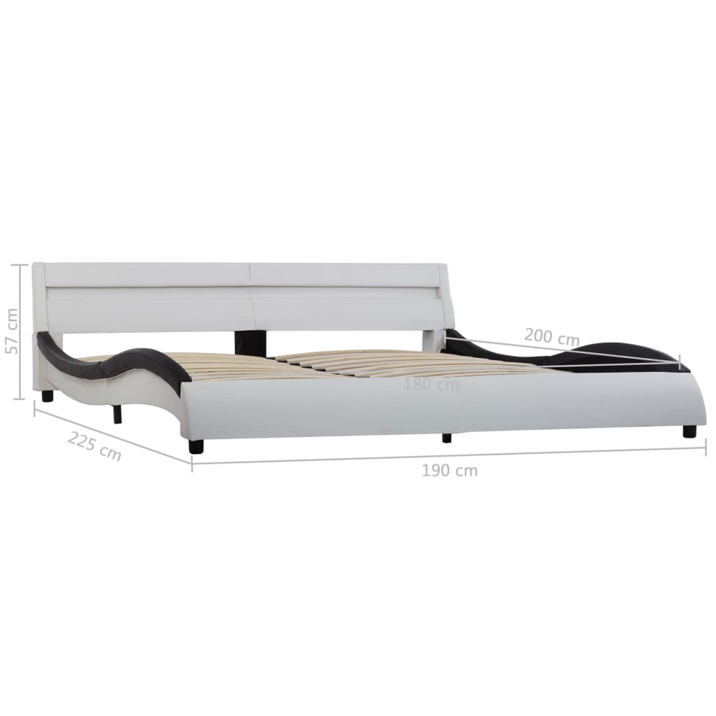 Bedframe met LED kunstleer wit 90x200 cm