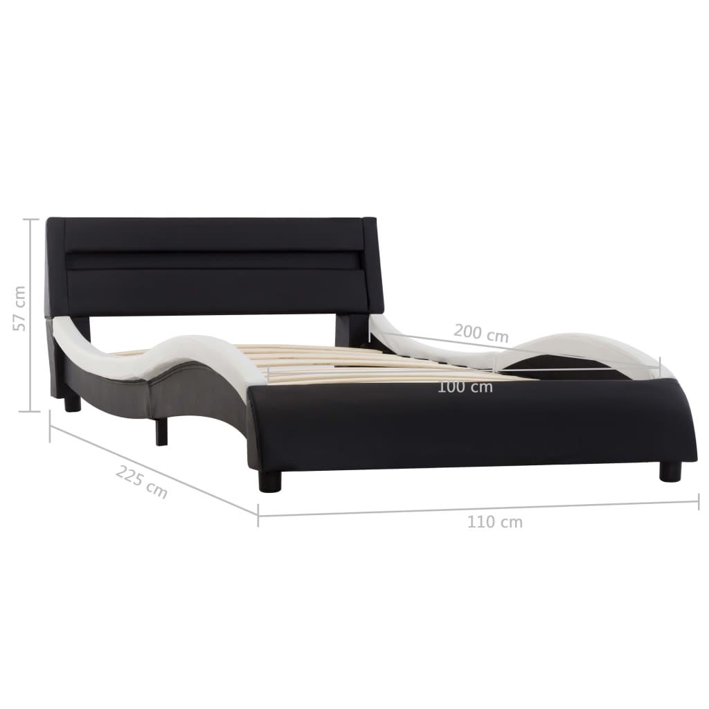 Bedframe met LED kunstleer wit 90x200 cm