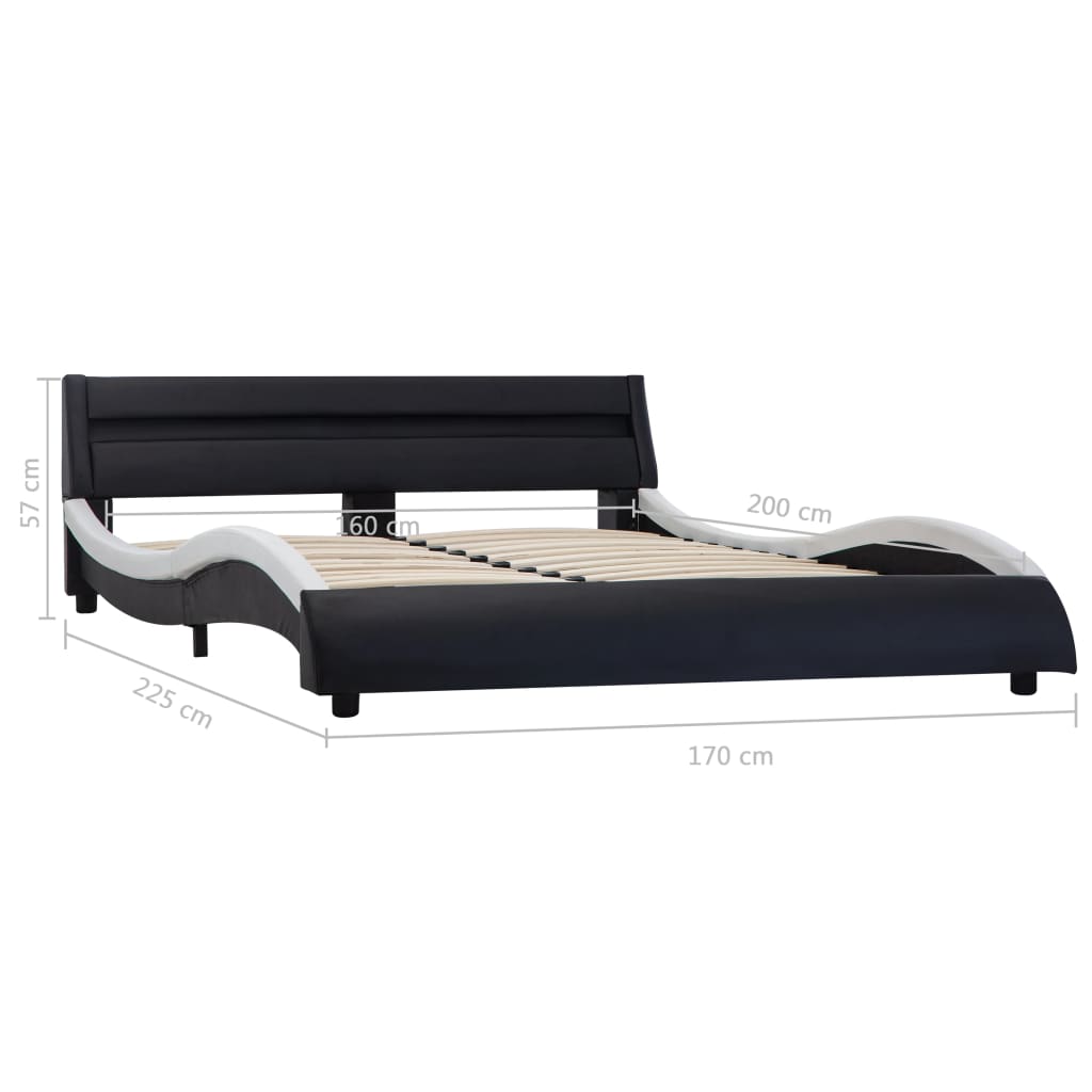 Bedframe met LED kunstleer wit 90x200 cm