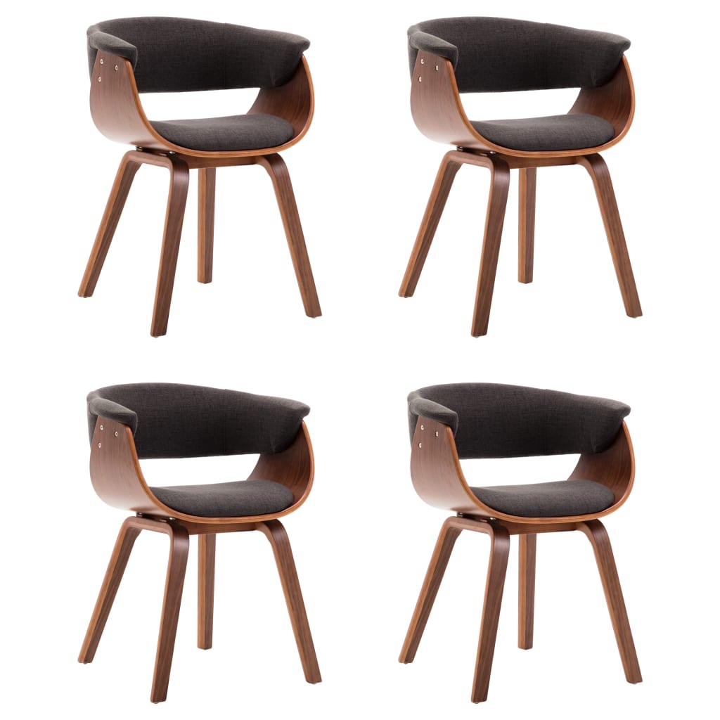 Eetkamerstoelen 4 st gebogen hout en kunstleer zwart