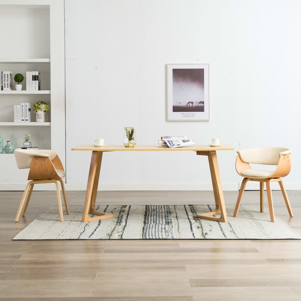 Chaise de salle à manger en tissu bois courbé