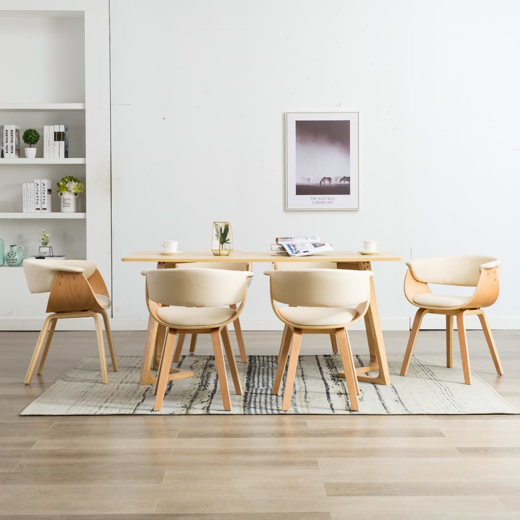 Chaise de salle à manger en tissu bois courbé