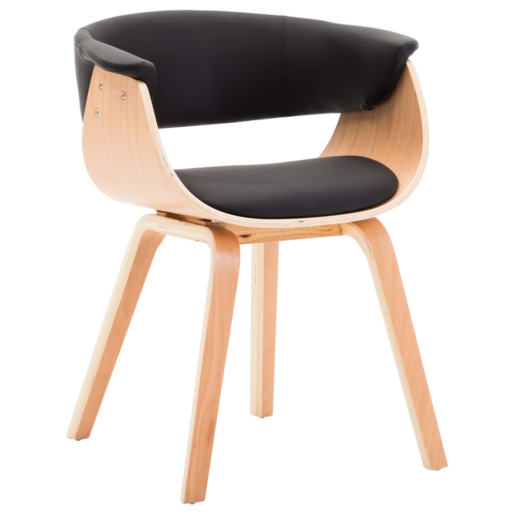 Eetkamerstoelen 4 st gebogen hout en kunstleer zwart