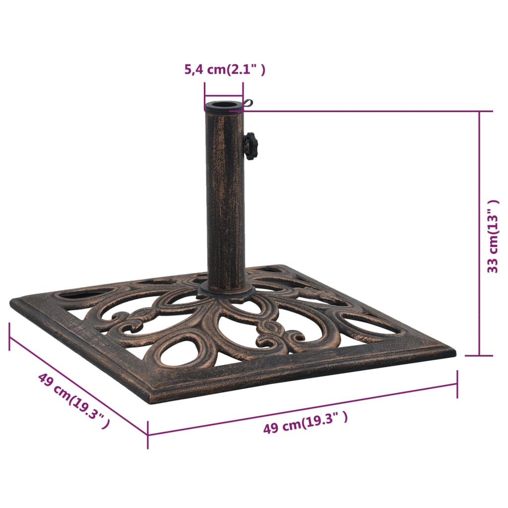 Parasolvoet 12 kg 48 cm gietijzer bronskleurig