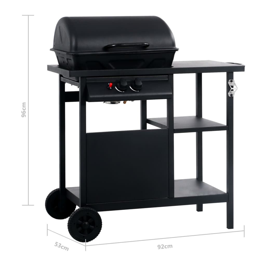 Gasbarbecue met 3-laags zijtafel zilverkleurig