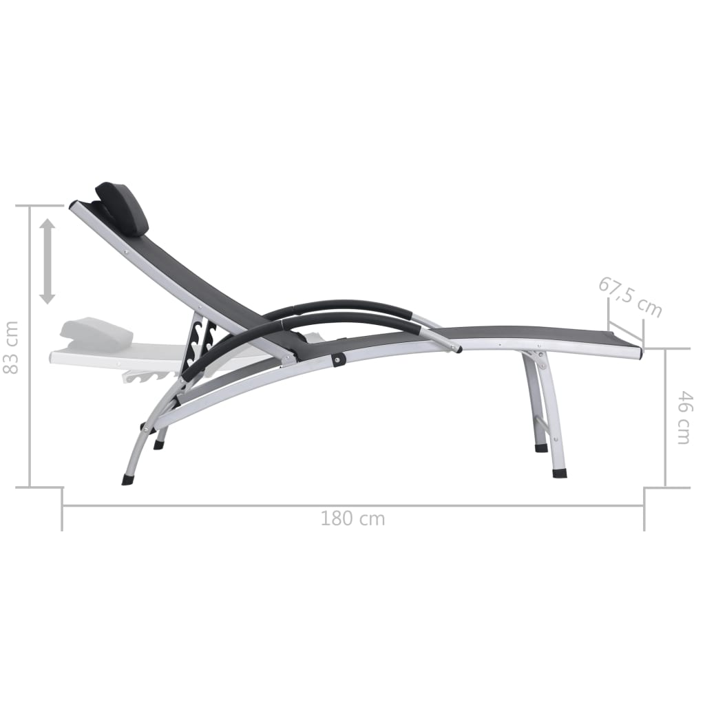 Chaise longue en aluminium et textilène