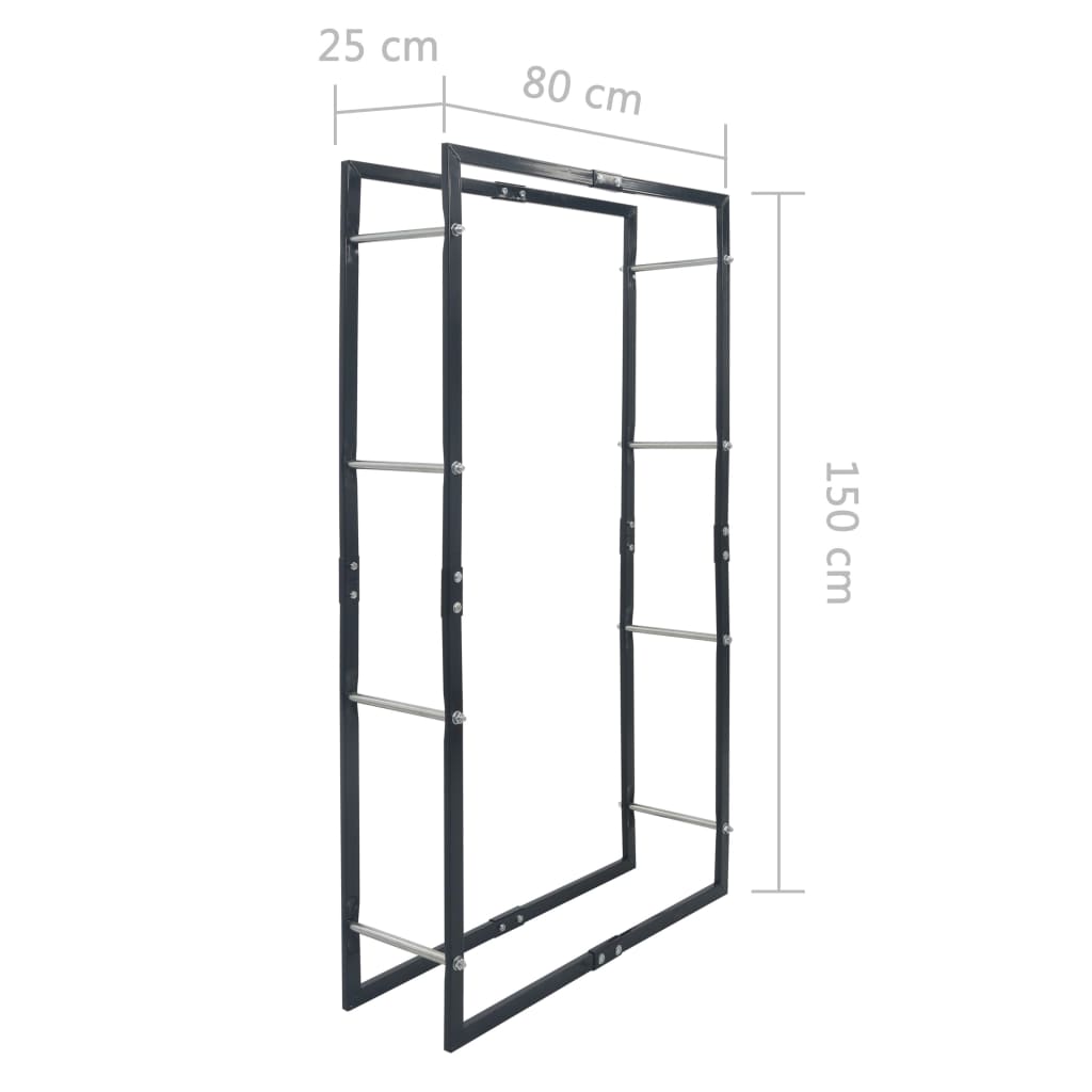 Haardhoutrek met basis 37x37x113 cm staal zwart