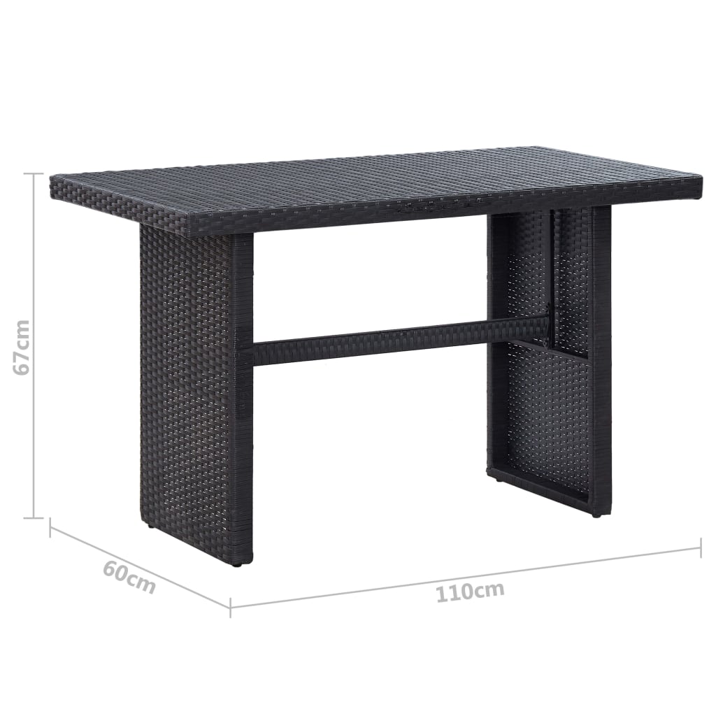 3-delige Loungeset met kussens poly rattan zwart