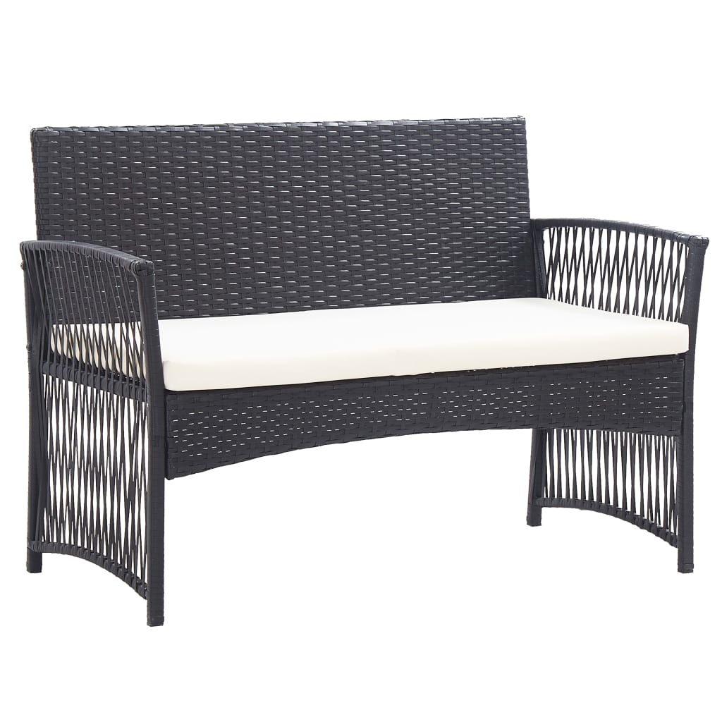 4-delige Loungeset met kussen poly rattan