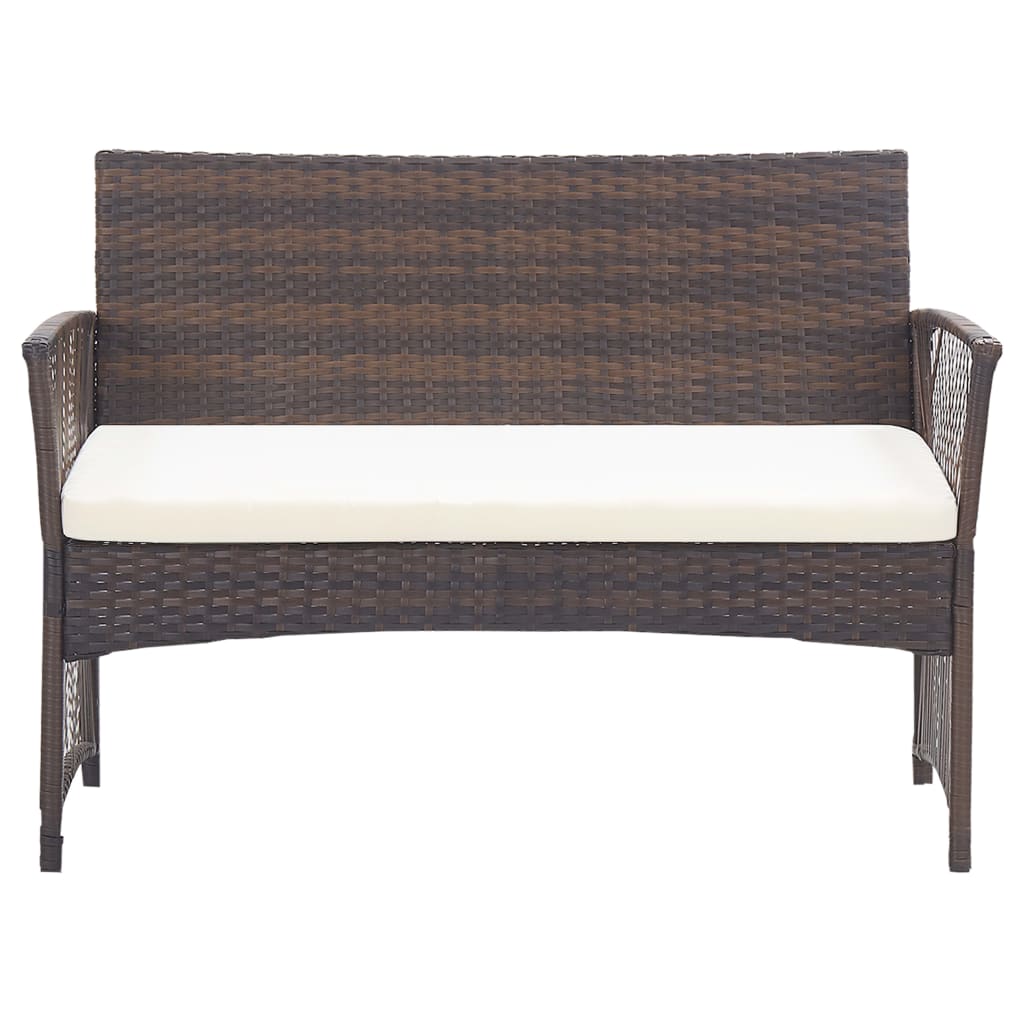 4-delige Loungeset met kussen poly rattan