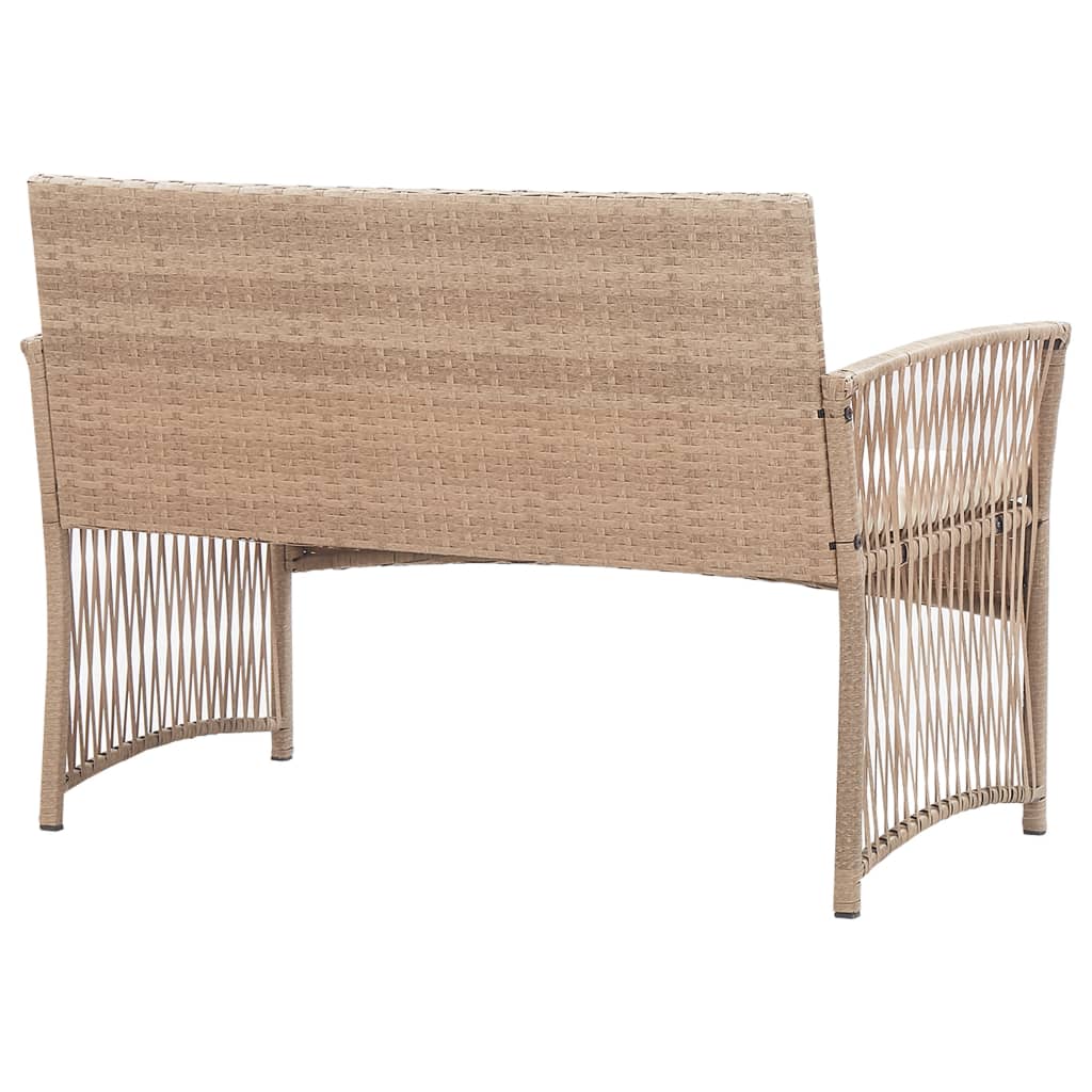 4-delige Loungeset met kussen poly rattan