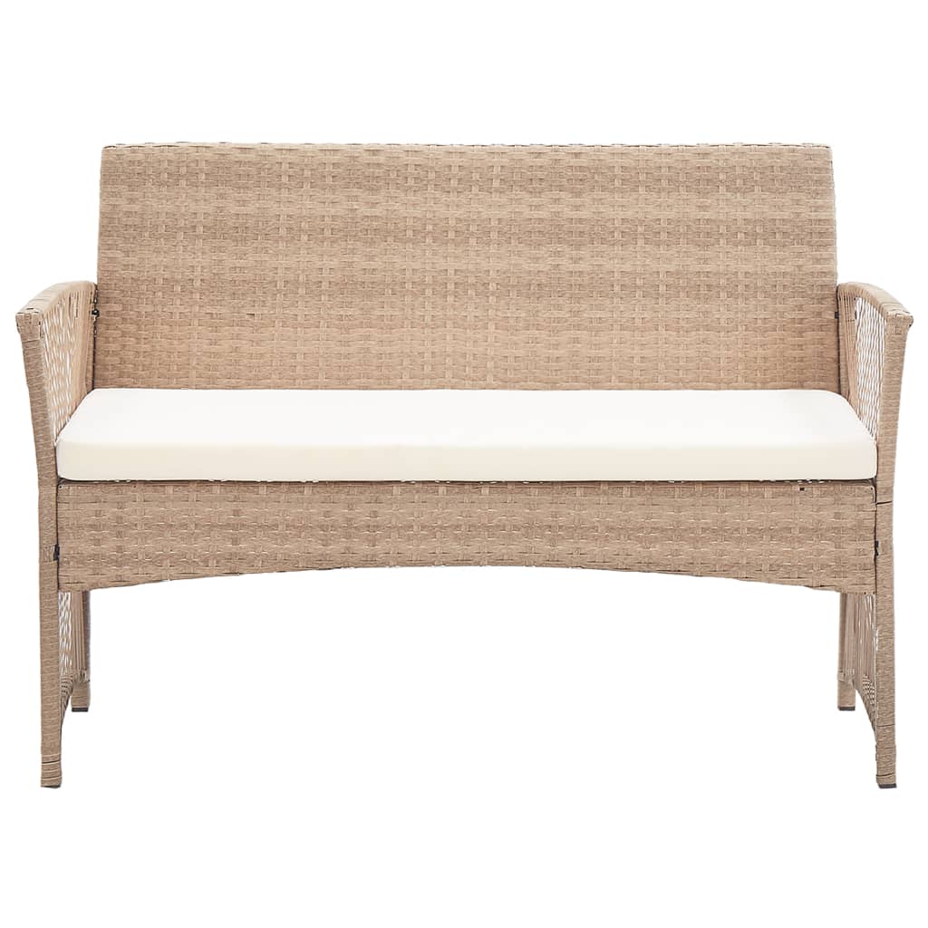 4-delige Loungeset met kussen poly rattan