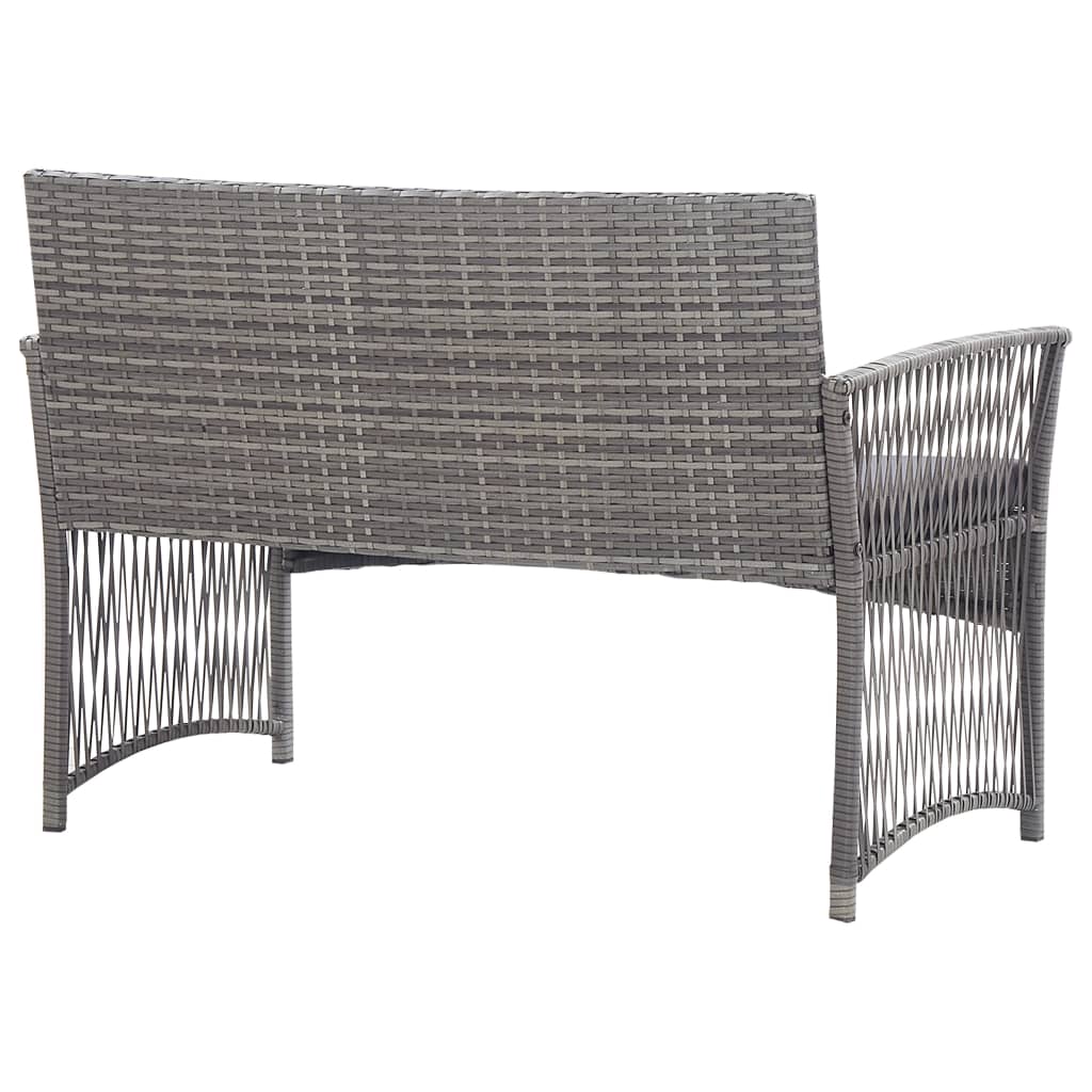 4-delige Loungeset met kussen poly rattan