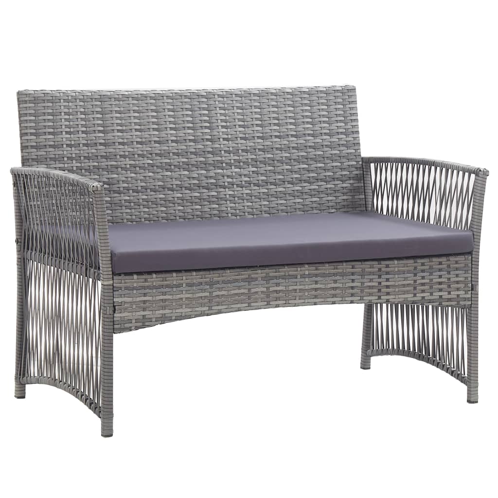 4-delige Loungeset met kussen poly rattan