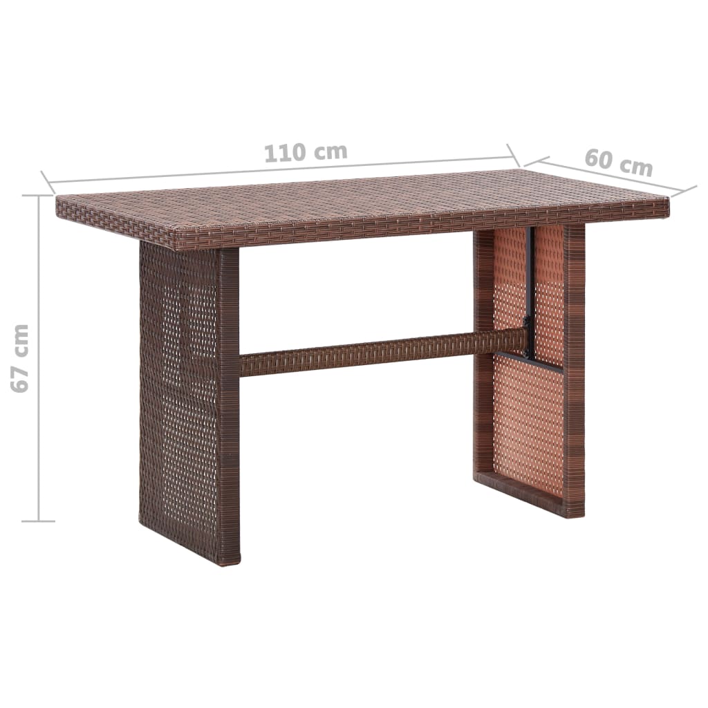 Table de jardin 110x60x67 cm poly rotin