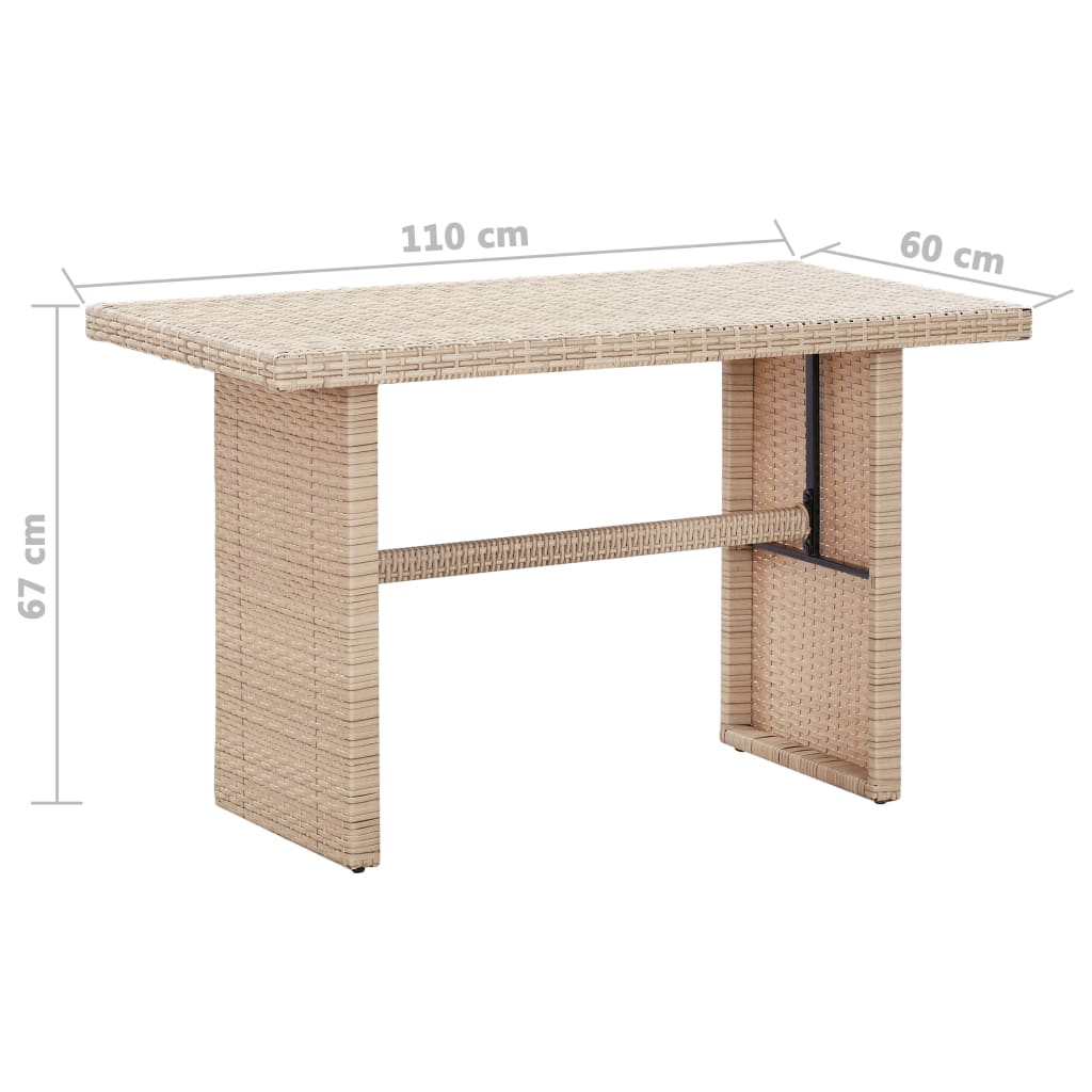 Tuintafel 110x60x67 cm poly rattan