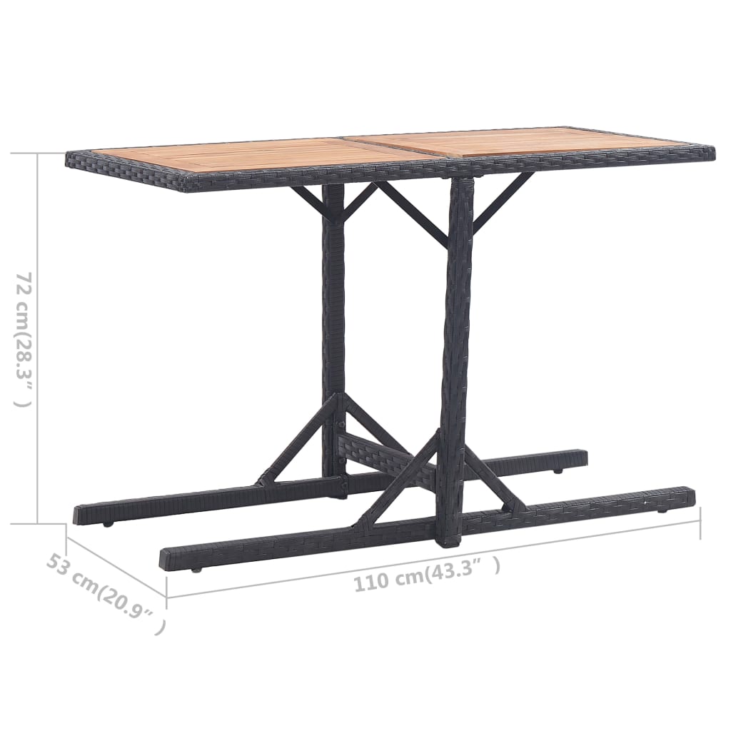 Tuintafel massief acaciahout poly rattan