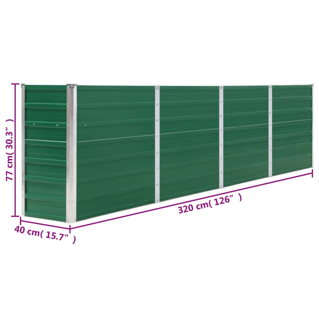 Plantenbak verhoogd 320x80x45 cm gegalvaniseerd staal groen