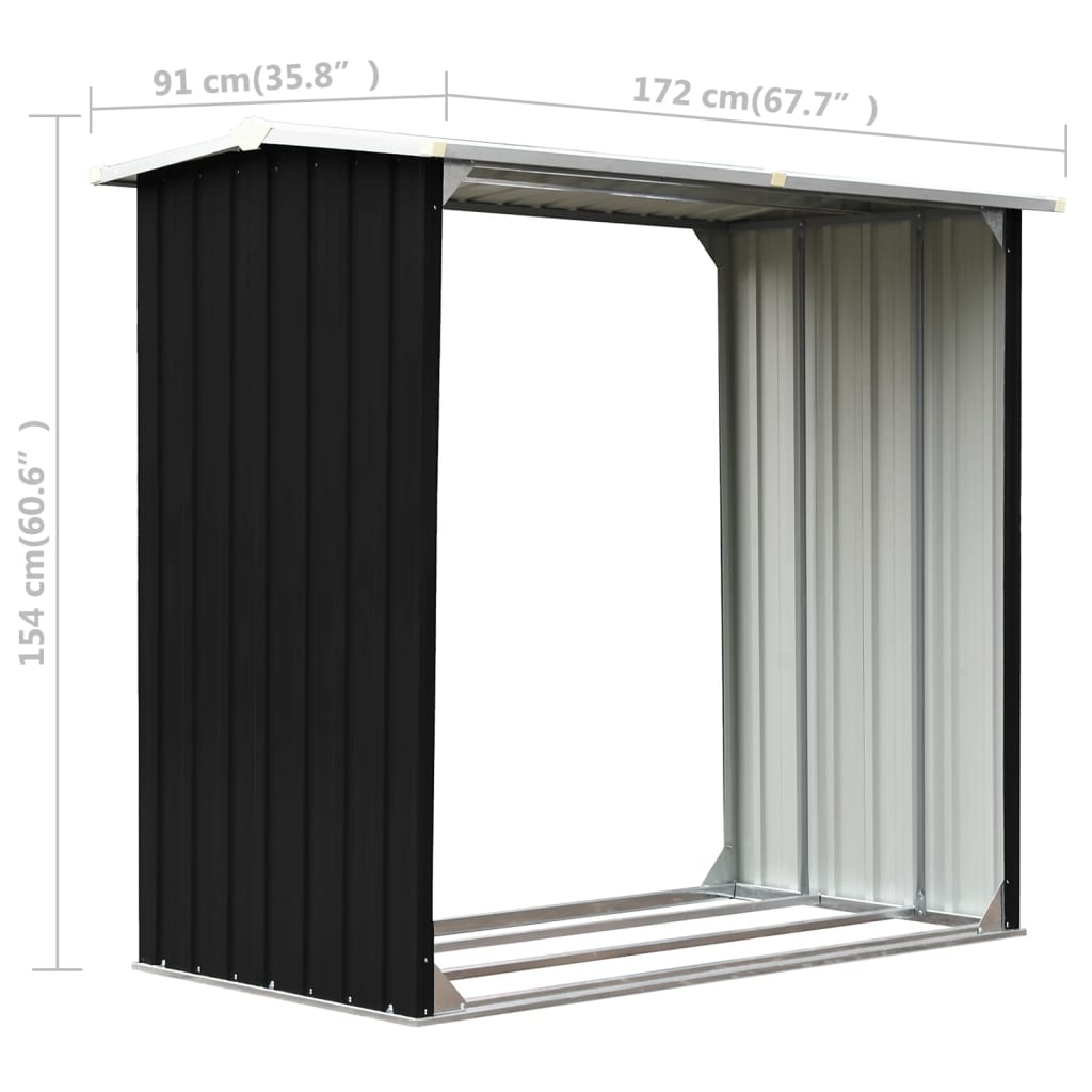 Haardhoutschuur 172x91x154 cm gegalvaniseerd staal