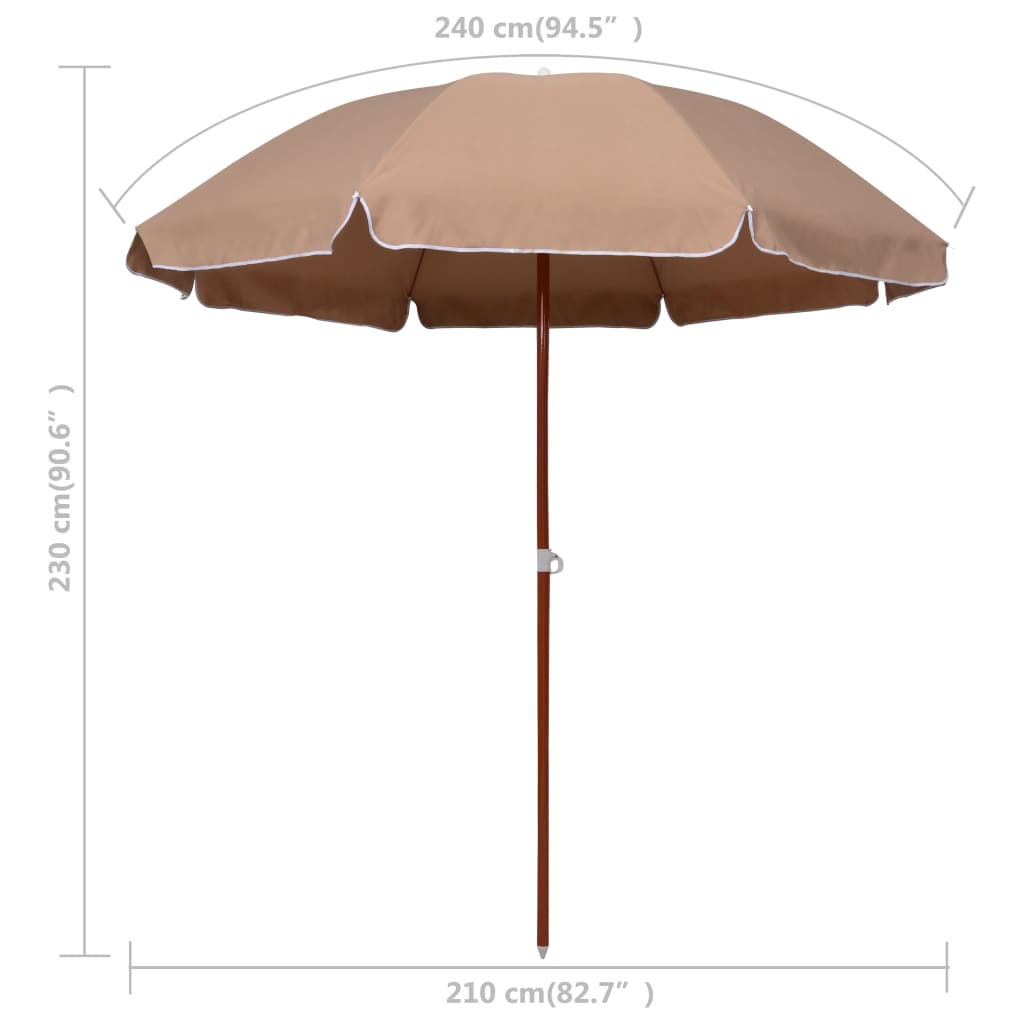 Parasol avec mât en acier 180 cm