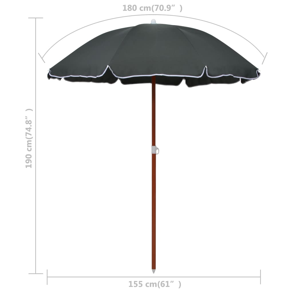 Parasol avec mât en acier 180 cm