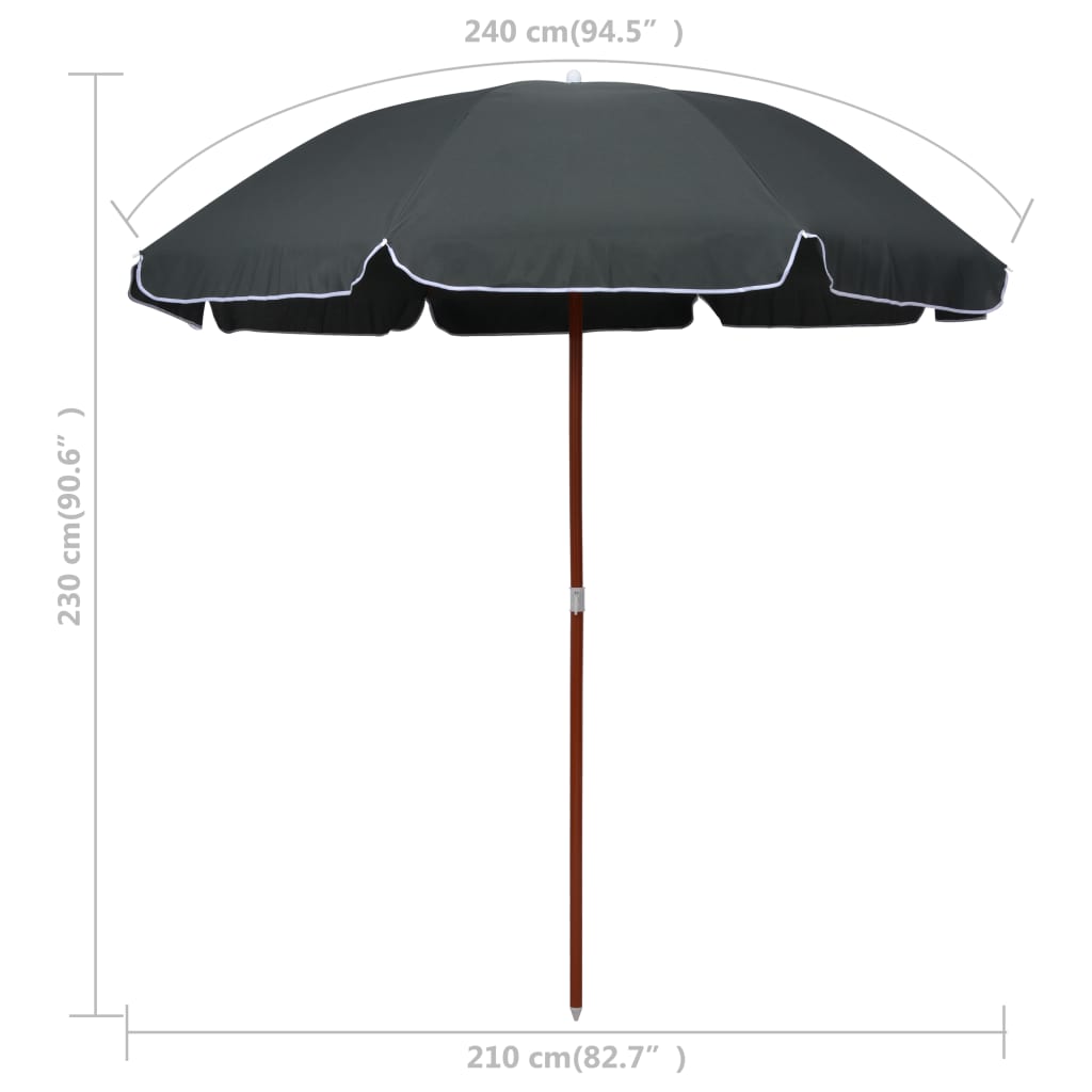 Parasol avec mât en acier 180 cm