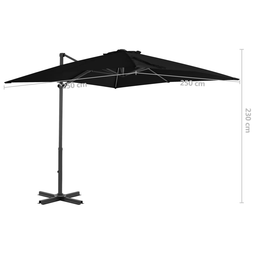 Parasol flottant avec mât en aluminium 300 cm couleur sable