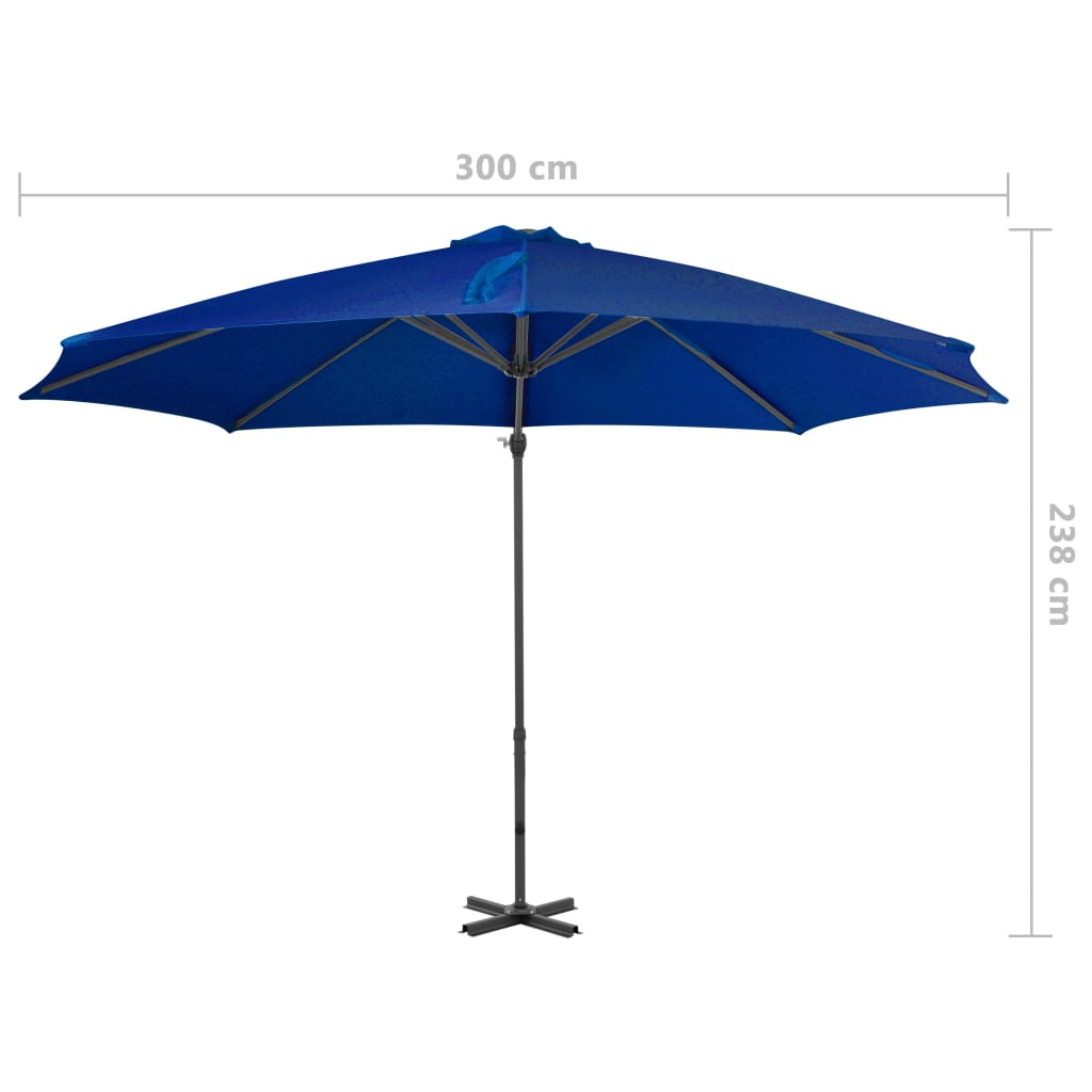 Parasol flottant avec mât en aluminium 300 cm couleur sable