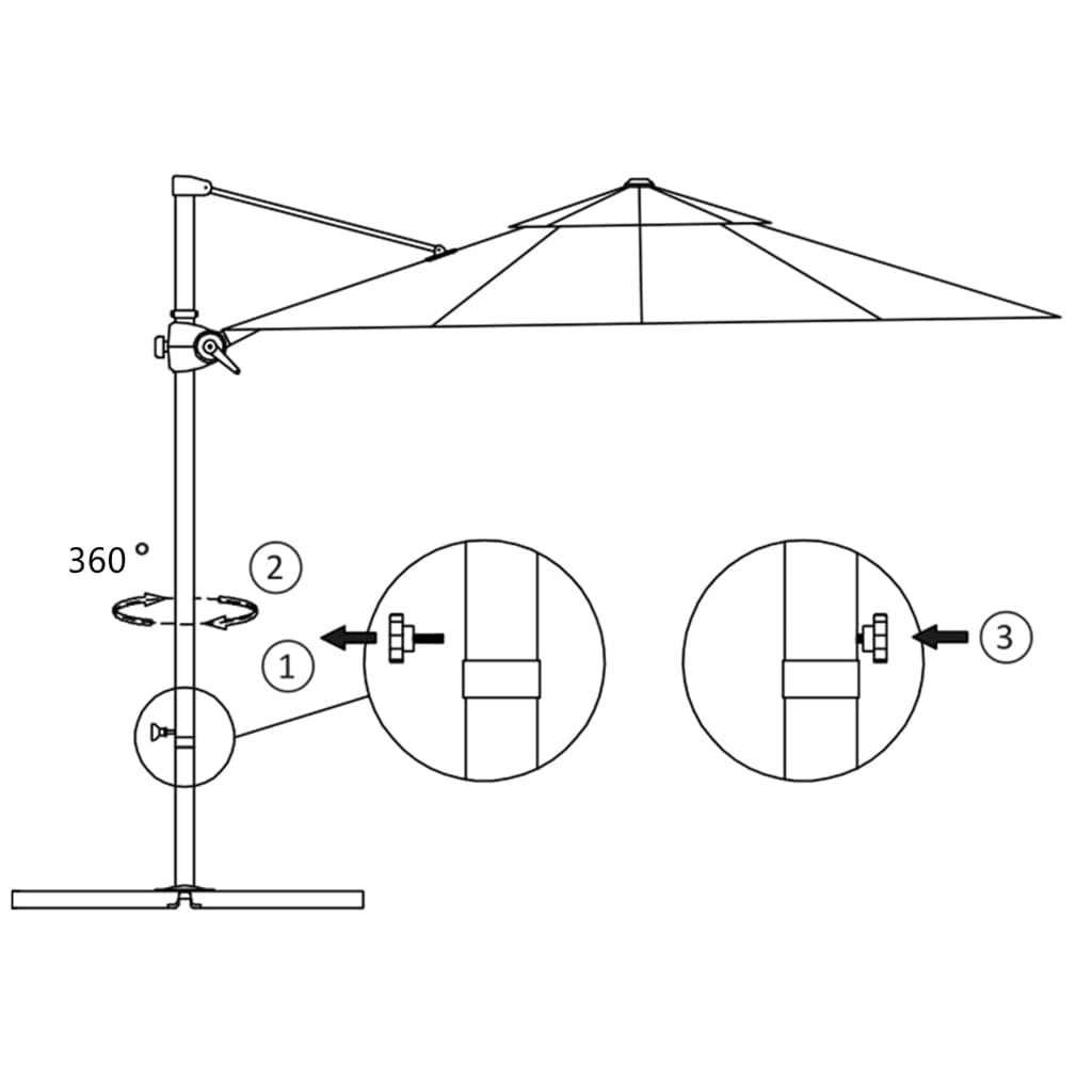 Parasol flottant avec mât en acier 250x250 cm couleur terre cuite