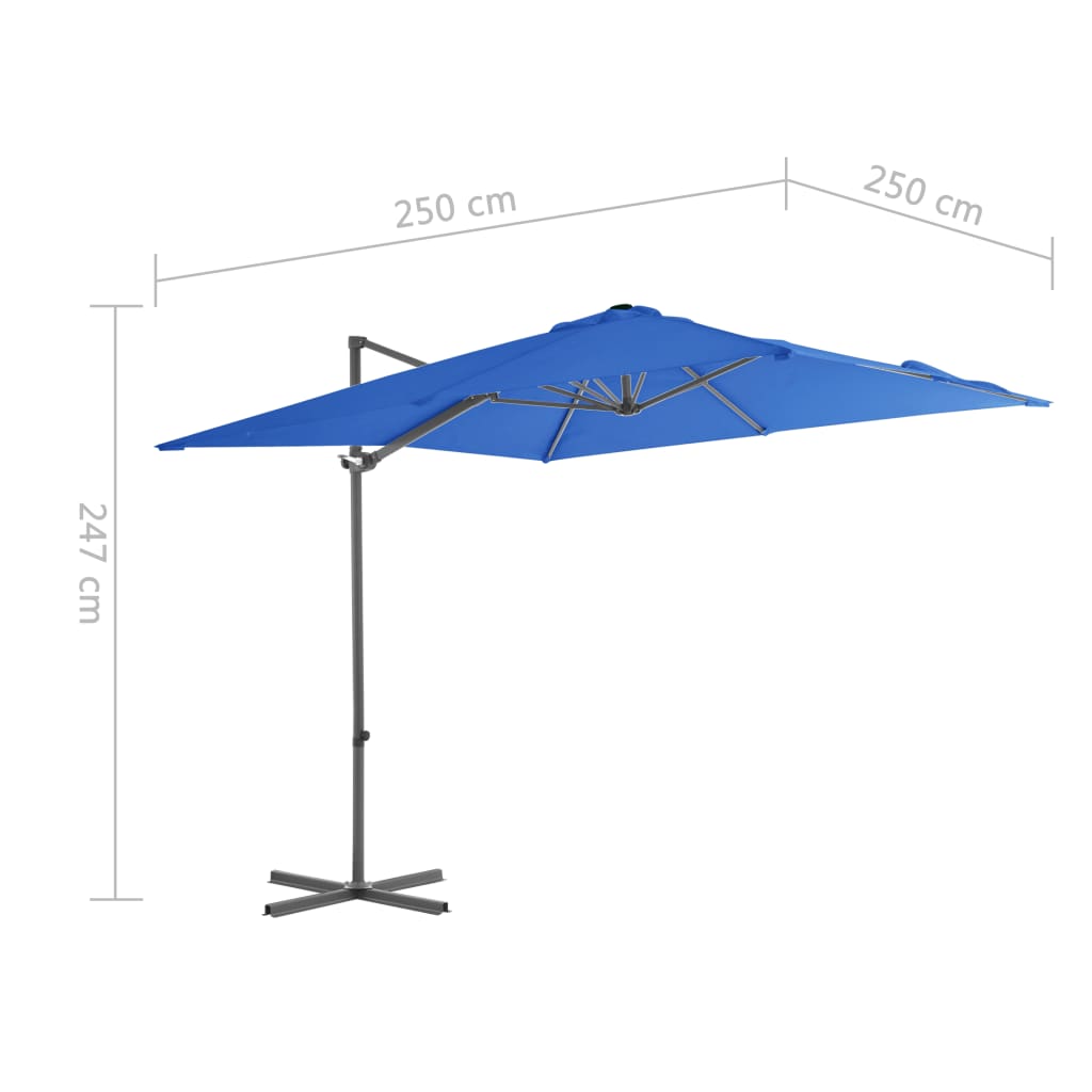 Parasol flottant avec mât en acier 250x250 cm couleur terre cuite