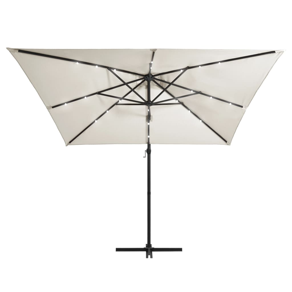 Zweefparasol met LED-verlichting 250x250 cm bordeauxrood