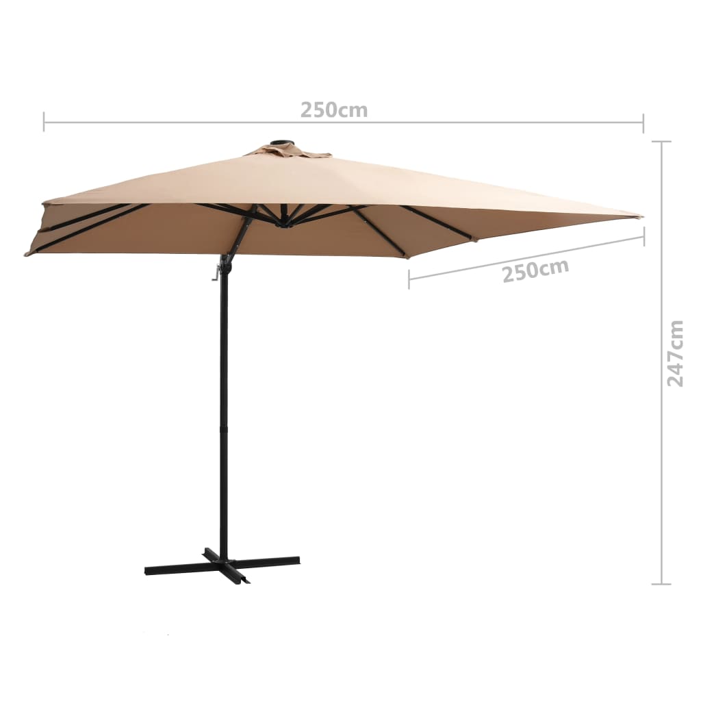 Zweefparasol met LED-verlichting 250x250 cm bordeauxrood