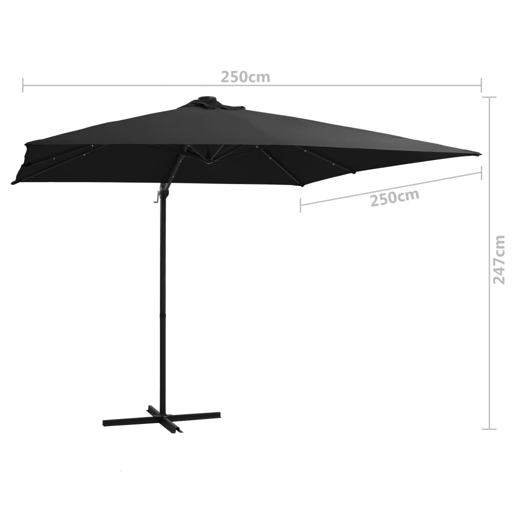 Zweefparasol met LED-verlichting 250x250 cm bordeauxrood