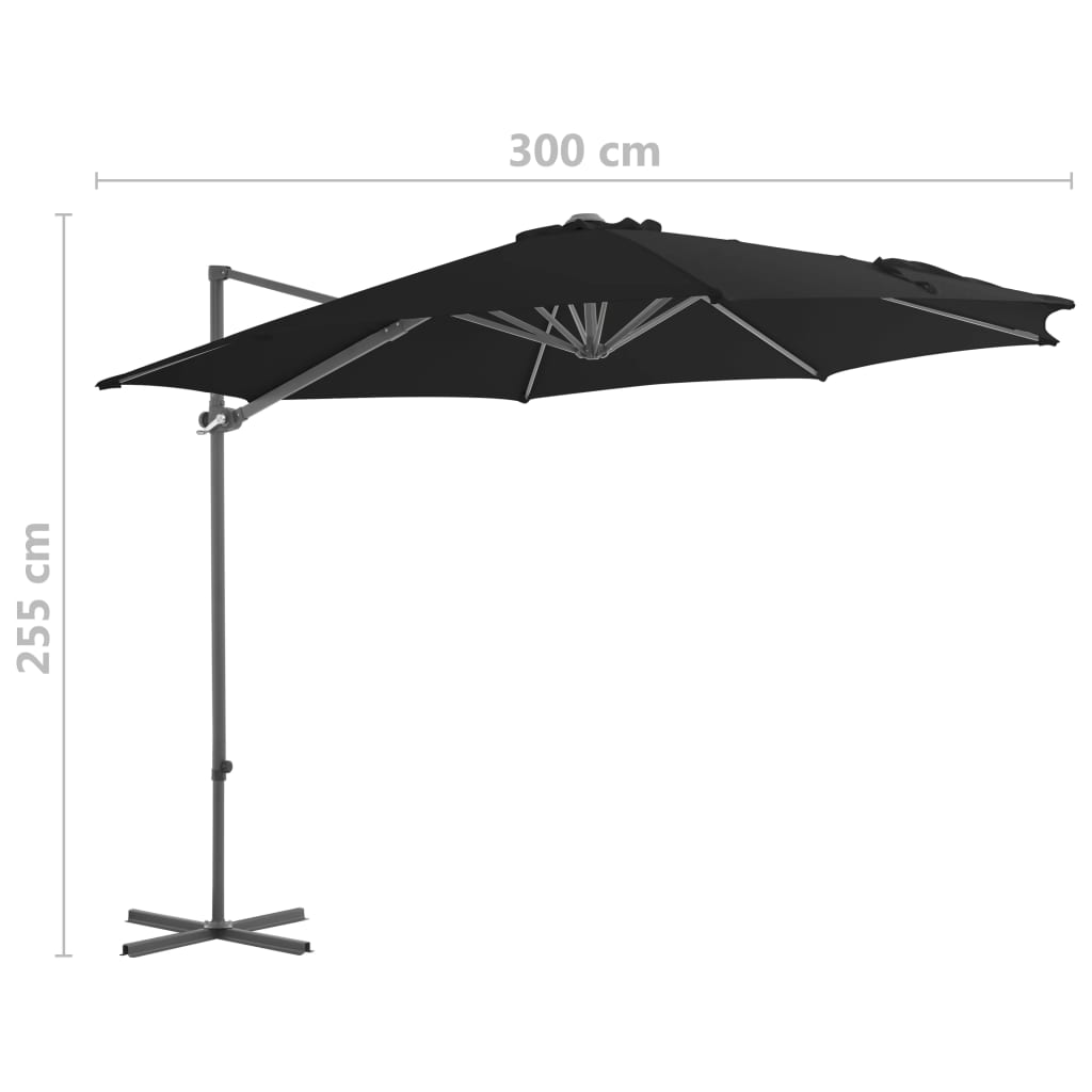 Parasol flottant avec mât en acier 250x250 cm couleur terre cuite