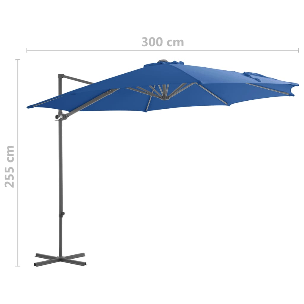 Parasol flottant avec mât en acier 250x250 cm couleur terre cuite