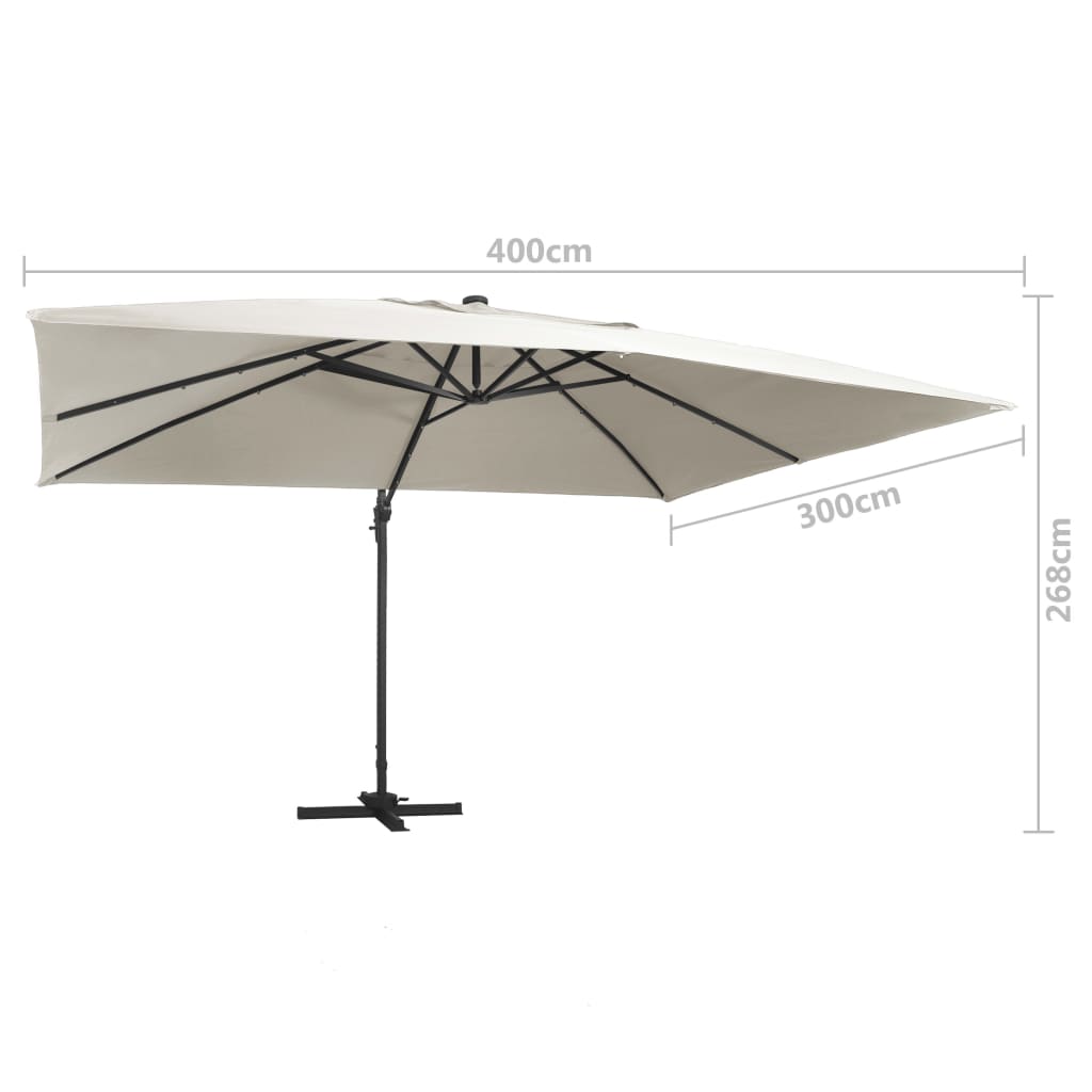 Zweefparasol met LED-verlichting 400x300 cm terracottakleurig