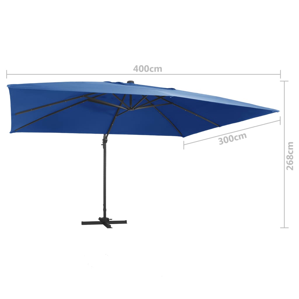 Zweefparasol met LED-verlichting 400x300 cm terracottakleurig